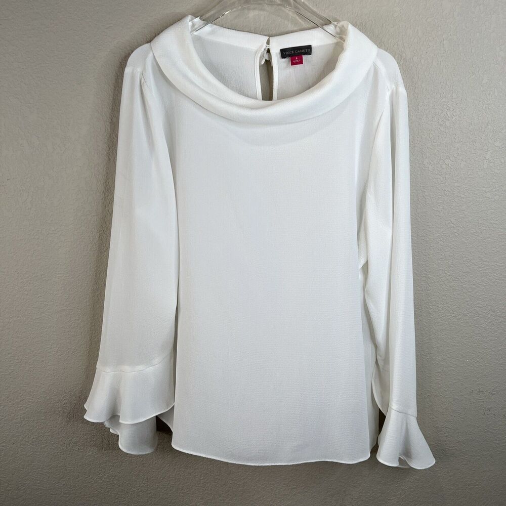 womens vince camuto blouse size small Ruffle Sleeve Classic Dress Casual Coastal